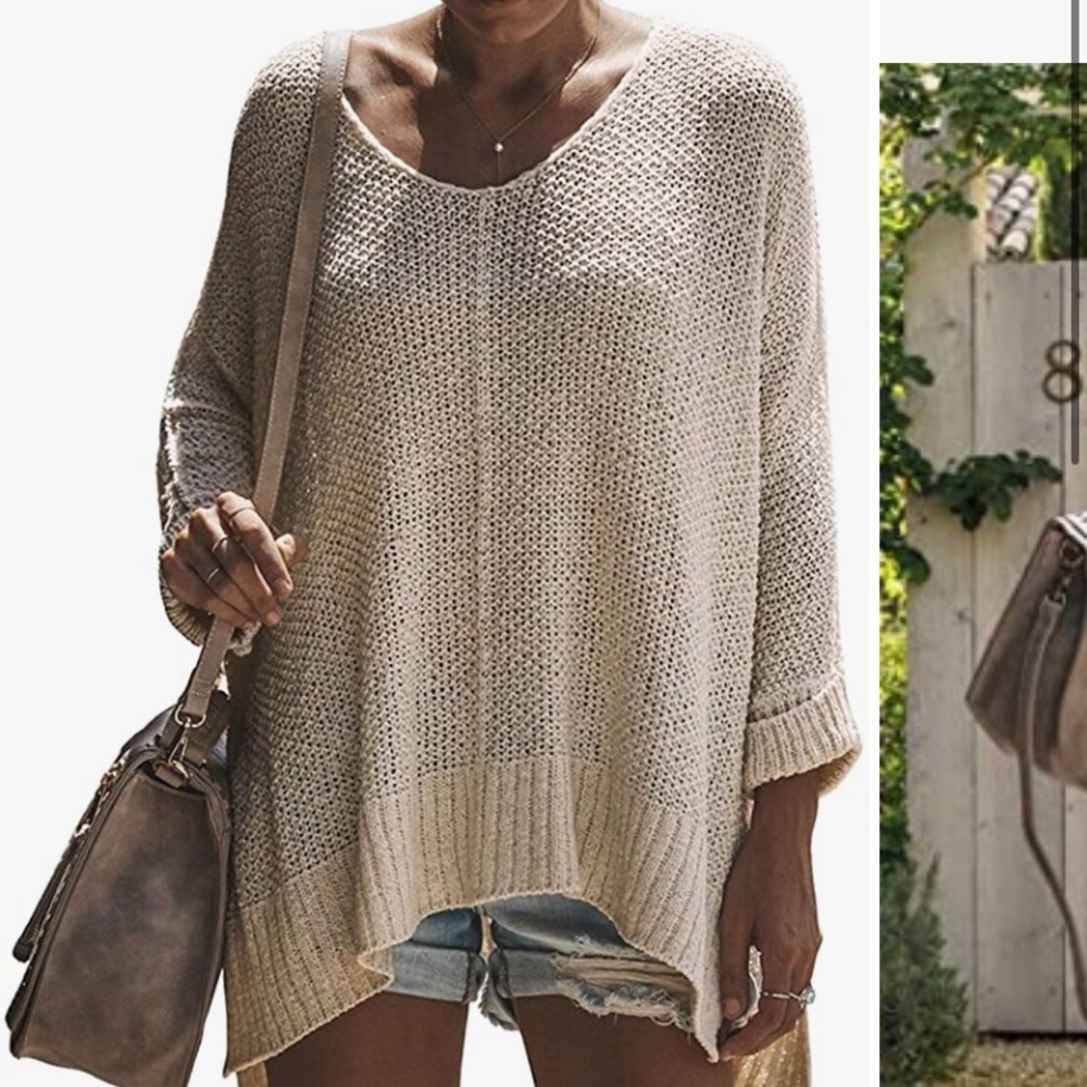 Women's V Neck Loose Oversized Pullover Sweater